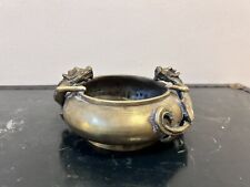 Vintage Brass Chinese Double Dragon 7.5” Incense Burner Ashtray Pot picture