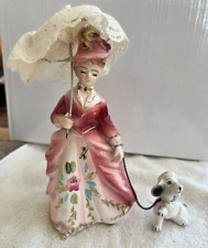 Vintage Bone China / Porcelain Lady with Parasol walking Poodle picture