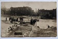 1913 VINTAGE REAL PHOTO PC LOGANSPORT INDIANA FLOOD WRECK, 3rd STREET BRIDGE picture