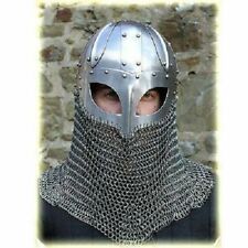 Historical Medieval Viking Helmet Battle Armor+18G Steel with Chain mail X-MAS picture