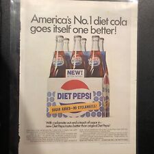 Vtg 1969 Life Magazine Advertisement Diet Pepsi Glass Bottles Case 10”x13” picture
