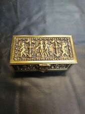 antique french bronze gilt ornate cherub putti jewel casket box picture