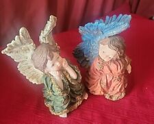Three Hands Corp Cast Resin Cherub Angel Set Of Two Figurines picture