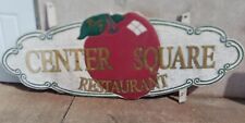 Vintage Solid Wood Hand Carved Restaurant sign double sided Center Square Large picture
