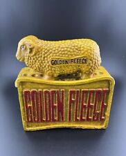 Rare Vintage Cast Iron Golden Fleece Ram Standing On Bank Labeled Golden Fleece picture