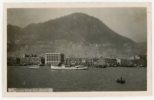 Vintage 1920 China RPPC Postcard Hong Kong Harbor Wharf Navy Ships Sharp Photo picture