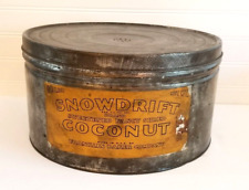 Vintage SNOWDRIFT Advertising Tin 10 lb Coconut Can 12