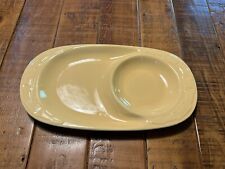 Longaberger Pottery Woven Traditions Oval Snack Soup Tray Plate Butternut Yellow picture