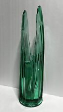LE Smith Green Dragon Tooth Swung Glass Vase 14 3/8” Tall picture