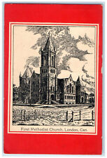 c1910 First Methodist Church London Ontario Canada Red Background Postcard picture