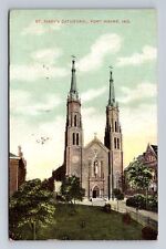 Fort Wayne IN-Indiana, St Mary's Cathedral, Antique Vintage c1909 Postcard picture