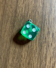 Vintage Lucky Green Dice Gambling Casino Charm Pendant Jewelry 1/2