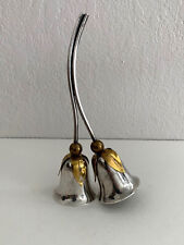 Vintage EBERLE Silver Plate & Gold Tone Double Dinner Bell picture
