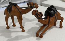 Handcrafted Leather Wrapped Camel Figurines Set of 2 Vintage picture