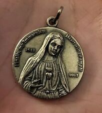 Vintage Virgin Mary Medal Fatima Pendant 100 Anniversary Religous Art Jewelry  picture