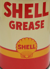 NEAR MINT * 1940s era SHELL 1 lb. GREASE Old Tin Oil Can ~ BEST I'VE EVER SEEN picture