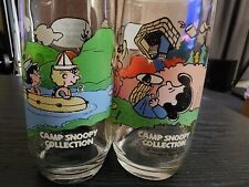 McDonald's Camp Snoopy Peanuts Set of 2 Charlie Brown Vintage Glasses 1965 1968 picture
