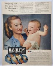 1945 Hamilton Watch Railroad Upset Baby Vintage Print Ad Man Cave Art Poster picture