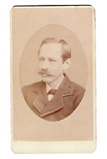 ALBANY NY Victorian Man Mustache Oval Masked Antique CDV by DENISON'S picture
