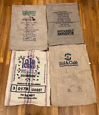 Burlap Jute Coffee Bean Organic Bags Used Large 4 Piece picture