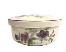 Vintage Porcelain Purple Floral Round Trinket Dish Lid Hankook Made In Korea picture