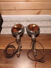 Pair Of 2x Vintage Ford Fog Lamps Amber Mounting Wires 6v Auto Lights  picture