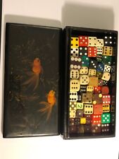 Old fancy Japanese goldfish lacquer box with old dice hoard lot 020523@ picture