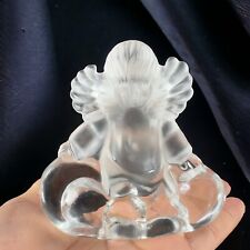 Goebel 1983 Clear Lead Crystal Glass Angel on a Cloud Figurine Paperweight VTG picture