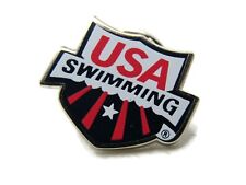 USA Swimming Pin Red White Black & Silver Tone picture