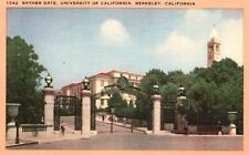 Postcard CA Berkeley University of California Sather Gate Linen Vintage PC J4389 picture