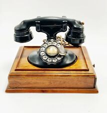 Antique vintage Stickley telephone desk stand & Western Electric D1 Rotary phone picture