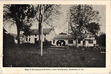 Mayo's Residence and Store Lake Waukewan Meredith NH White Border Postcard 1920s picture