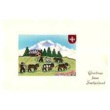 Vintage Greeting Card - Greetings from Switzerland EMBROIDERED TJ8-7 picture