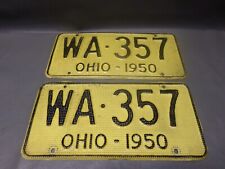 1950 OHIO LICENSE PLATE TAGS - ORIGINAL PAIR - WAFFLE DESIGN picture