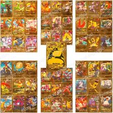 55 PCS Gold Cards Packs Vmax DX GX Rare Pokemon Cards TCG Booster Box Gold Foil picture