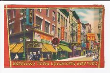 Greetings From Chinatown New York Restaurant Grocery Store Linen Postcard picture