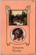 1910s THANKSGIVING Embossed Postcard River / Mountain Scene / Turkey - Unused picture