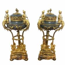 Pair of Louis XVI Verde Antico Marble Gilt Bronze Brule Parfums PAUL SORMANI picture