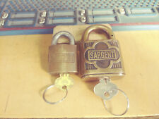 2 antique/vintage  SARGENT padlock s  w/keys    27314 picture