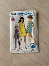 Vtg Simplicity Pattern #7644 Misses Mini Dress 2 Lengths Size 14 CUT 1968 picture