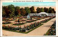 Postcard: Buffalo, NY The Rose Garden Delaware Park Water Fountain 1924 picture