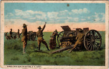 Postcard World War 1 Army Life Three Inch Gun In Action Divided Back 1917 picture