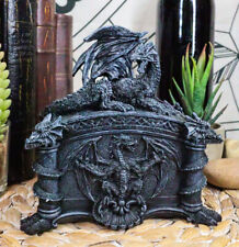 Medieval Roaring Fire Dragon On Celtic Knotwork Trinket Jewelry Box Statue Decor picture