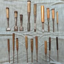 Chisel Nomi set of 18 Japanese Vintage working carpenter Tool picture