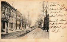 1908 NEW JERSEY PHOTO POSTCARD: CAR & TROLLEY ON MAIN STREET IN PHILLIPSBURG, NJ picture