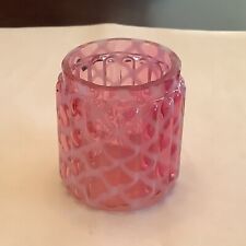 Antique Cranberry Opalescent Ribbed Lattice Toothpick Holder By Northwood Glass picture