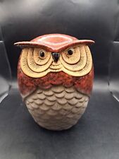Spotted Owl Art Pottery Figurine 8 In Tall.  picture