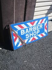Antique Barber Shop Porcelain Double Sided Sign Gas Oil picture