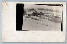 Farming Postcard RPPC Photo Logging Saw Mill Winter Scene c1910's Antique picture