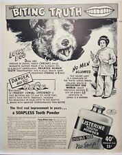 1937 Listerine Tooth Powder Dog Biting Truth Print Ad Man Cave Art Poster 30's picture
